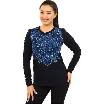 Dámská mikina Himalife Mikina Lanikai - černá s modrou Velikost: 4XL - Móda pro plnoštíhlé, Oblečení nadměrné velikosti