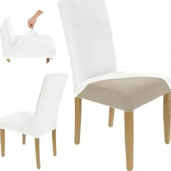Potah na židli BÍLÝ POTAH NA ŽIDLI HLADKÝ VELUR Pružný Silný Potahy