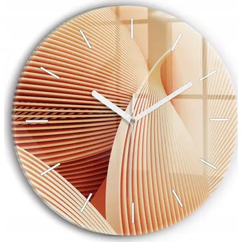 Hodiny Moderní skleněné nástěnné hodiny s potiskem Abstraktní vzor vlny průměr 30 cm