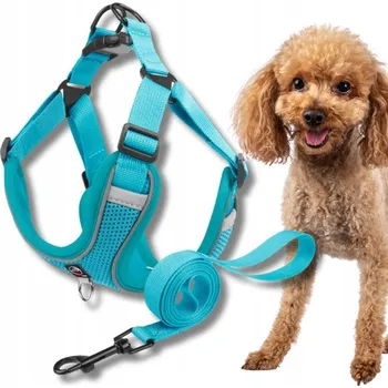 Vodítko pro psa POSTROJ step-in pro psa BEZ TLAČENÍ, prodyšné HUB+ VODÍTKO tyrkysové S