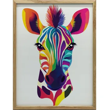 Obraz Plakát Veselá Zebra v Duze, 50x70 cm, bez rámu, matný papír bez rámu 50 x 7 cm
