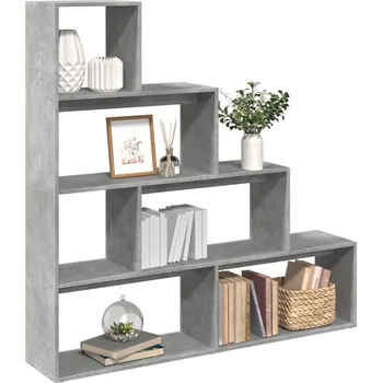 Obývací pokoj Knihovna/dělící stěna 4patrová betonově šedá 143,5x29x143,5 cm