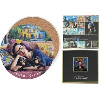 Carmani® Keramický podtácek kulatý Inspirován obrazy F. Kahlo dekor č. 3 (CARMANI) - 10,8 cm