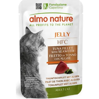 Krmivo pro kočku 24x55g Almo Nature HFC Jelly kapsička - filé z tuňáka s řasami