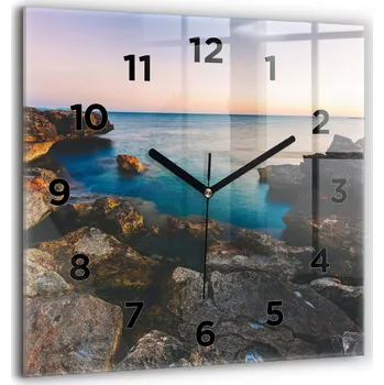 Hodiny Velké tvrzené skleněné nástěnné hodiny Tichý chod Obývací pokoj Krajina moře