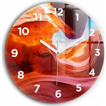 Hodiny Moderní skleněné nástěnné hodiny s potiskem Kaňon bílé ručičky průměr 60 cm