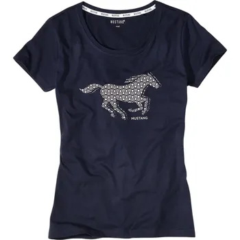 Dámské oblečení Dámské tričko Mustang -Circle dots Barva: tmavě modrá, Velikost: L