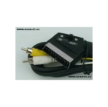 Video kabel kabel 2xCINCH-SCART 1.5m+přepínač