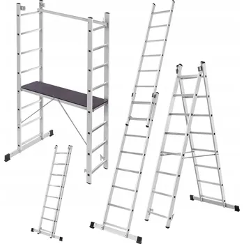 Žebřík Hliníkové rámové lešení 2v1 Kadax, výška 4,70 m, nosnost 150 kg