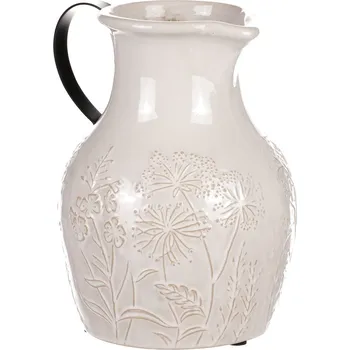 Váza Váza/džbán Flores, 21 x 26 x 17 cm, keramika, béžová