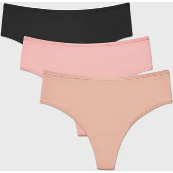 Kalhotky 3PACK Tanga Bamboo Mina s vysokým pasem