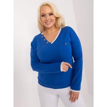 Dámská halenka Dámská halenka s výstřihem do V plus size kobaltová