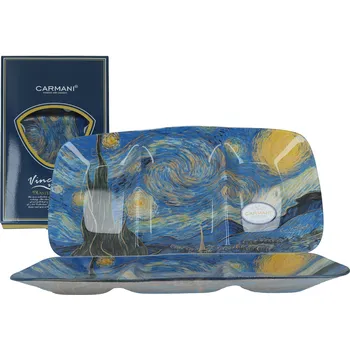 Talíř Carmani® Carmani - Skleněný talíř V. van Gogh Hvězdné nebe - 30x22cm