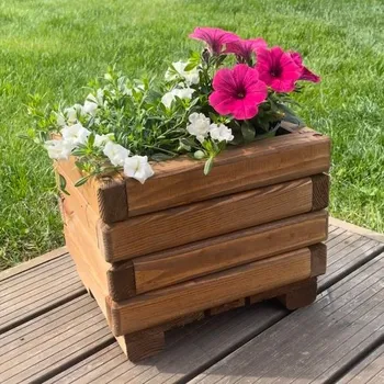 Květináč Dřevěný zahradní květináč AKSAMIT, teak, 300x250x250 (Krásné zpracování)