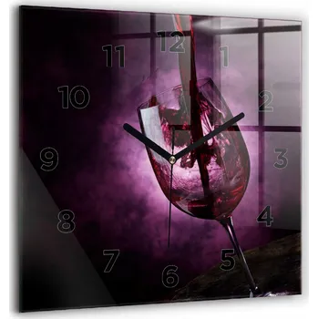 Hodiny Skleněné nástěnné hodiny s tichým chodem - Motiv sklenice vína