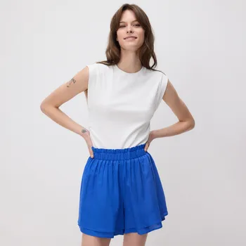 Dámské kraťasy Reserved - Šortky z lnu a viskózy - modrá - 168BP-55X - 168BP-55X-S