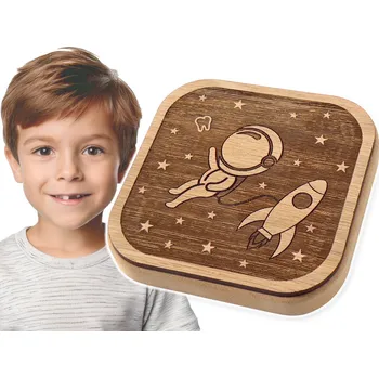 Dárková krabička ChikiPiki Krabička na mléčné zoubky s vlastním textem - kosmonaut