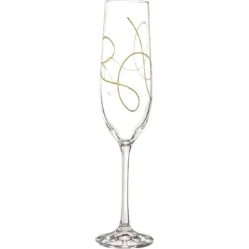 Sklenice Bohemia Crystal Sklenice na šampaňské String 190ml - zlatá (set po 2ks)