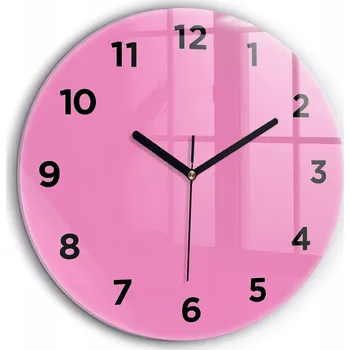 Hodiny Minimalistické skleněné nástěnné hodiny se stylovým potiskem růžové barvy fi60 cm