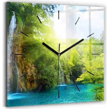 Hodiny Skleněné hodiny s potiskem Velké nástěnné hodiny s grafikou Tichá krajina laguny