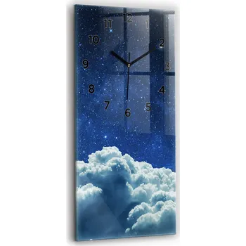 Hodiny Skleněné hodiny s tichým mechanismem, tvrzené, styl Loft, nástěnné, Noční obloha 30x60