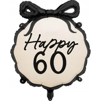 Balónek Fóliový balónek pastilka s mašlí Happy 60, 45 cm