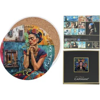 Carmani® Keramický podtácek kulatý Inspirován obrazy F. Kahlo dekor č. 1 (CARMANI) - 10,8 cm
