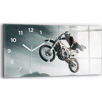 Hodiny Moderní skleněné nástěnné hodiny horizontální 60x30 cm Motoristický styl Adrenalin