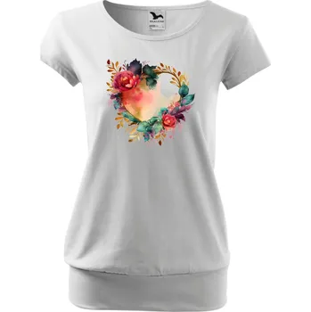 Tričko City s potiskem - "Srdičko v květinách", Malfini - NakupTextil Barva: 00-Bílá, Velikost: S