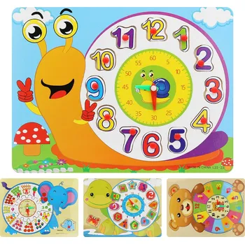 Hodiny Dětské dřevěné hodiny se zvířátky (mix 4 vzorů)