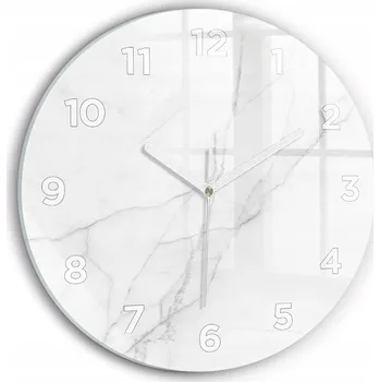 Hodiny Moderní skleněné nástěnné hodiny Dekorativní mramorový kulatý průměr 30 cm