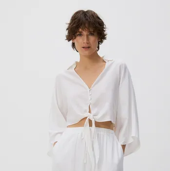 Pánská košile Reserved - Lněná košile s vázáním - bílá - RX799-00X - RX799-00X-XXL