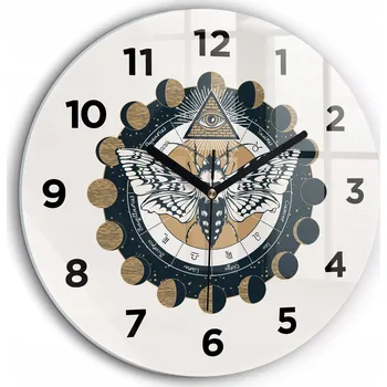 Hodiny Ozdobné nástěnné hodiny s krásnou grafikou Fáze měsíce a oko, průměr 60 cm