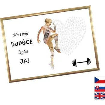 Rámeček na darování peněz - Fitness & hubnutí - ONA, Nápis slovensky, Rámeček 203 - zlatá metalická