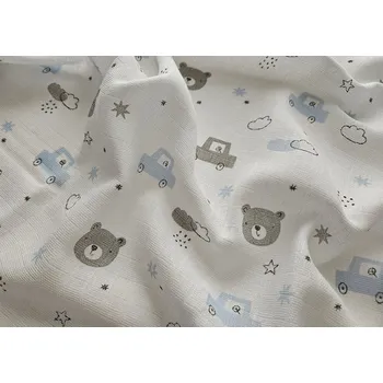 látková plena Prem Bavlněná látková dětská osuška tištěná 90x100 cm Méďa auto