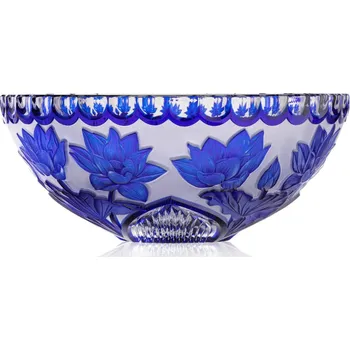 Bohemia Crystal Ručně broušená mísa Lotos Modrá 280mm