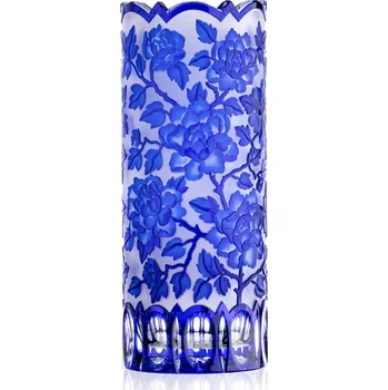 Váza Bohemia Crystal Ručně broušená váza Wild Rose Modrá 300mm