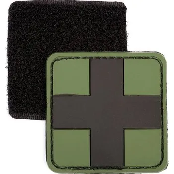 Nášivka 101. INC Nášivka Medic oliv černý kříž 3D PVC suchý zip
