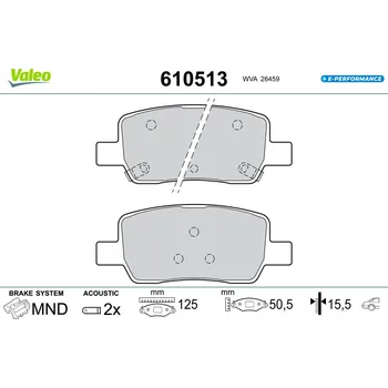 Brzdová destička Sada brzdových destiček, kotoučová brzda VALEO 610513