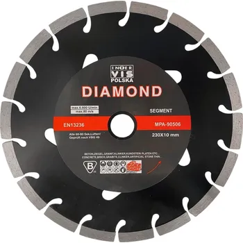 Řezný kotouč DIAMANTOVÝ KOTOUČ PRO ŘEZÁNÍ BETONU KOSTKY SEGMENT 230x22 mm