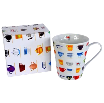 Porcelánový hrnek s dekorem hrnečků - 295 ml