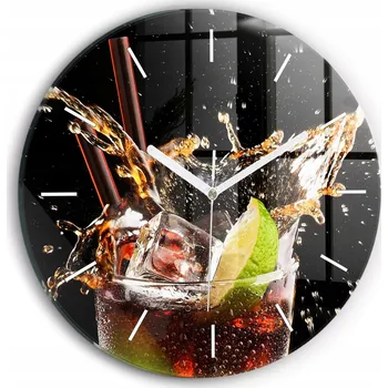 Hodiny Ozdobné nástěnné hodiny s krásnou grafikou Drink s ledem kulatý průměr 30 cm