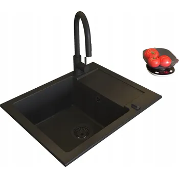 Granitový dřez Jednokomorový granitový dřez Pyramis Mido černý