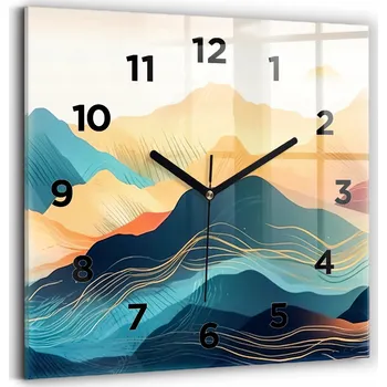 Hodiny Skleněné Hodiny s s potiskem Velké Nástěnné s Grafikou Tiché Horská Krajina