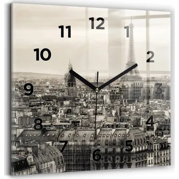Hodiny Skleněné nástěnné hodiny tiché Kuchyně Krajina panorama Paříže