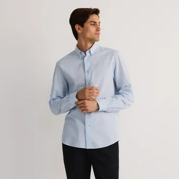 Pánská košile Reserved - Košile střihu regular s vysokým podílem lnu - bleděmodrá - 8004H-05X - 8004H-05X-XL