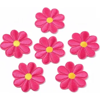 Textilní nažehlovací páska N632, Nažehlovačka, KYTIČKY - TMAVĚ RŮŽOVÉ, 4 cm, 1ks