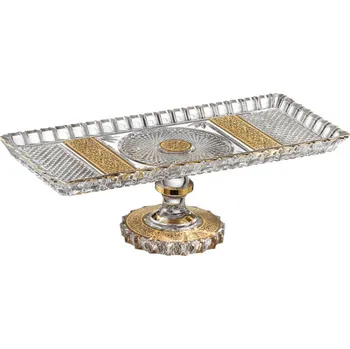 Bohemia Crystal Ručně broušený podnos na noze Felicie Romantic 355mm