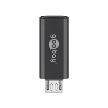 Elektrická zásuvka Adaptér zásuvka USB-C, zástrčka microUSB 2.0 Goobay BLK