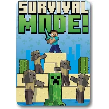 Dětská deka FARO Fleece deka Minecraft Survival mode Polyester, 100/140 cm